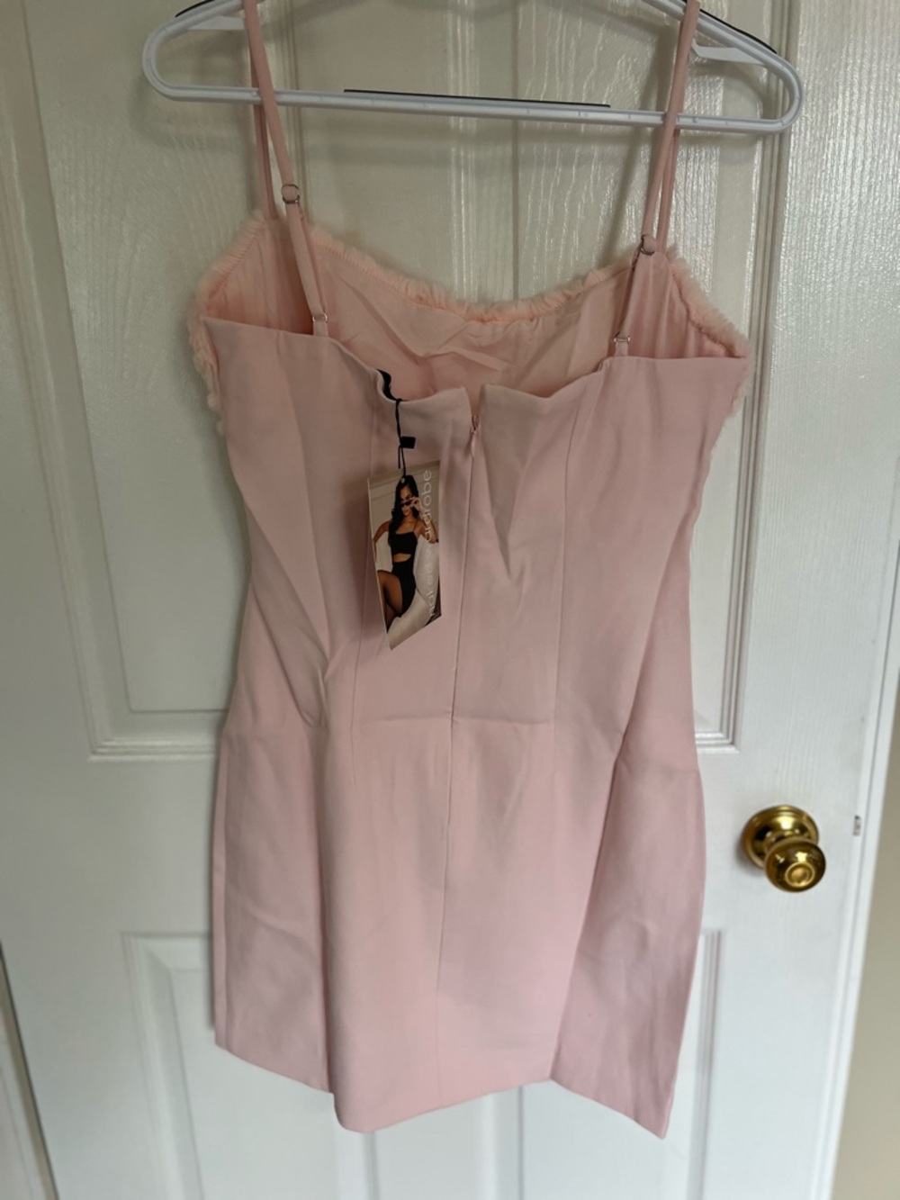 Naked Wardrobe Pink Faux Fur Cutout Mini Dress Bodycon Size MED NWT - Picture 5 of 8
